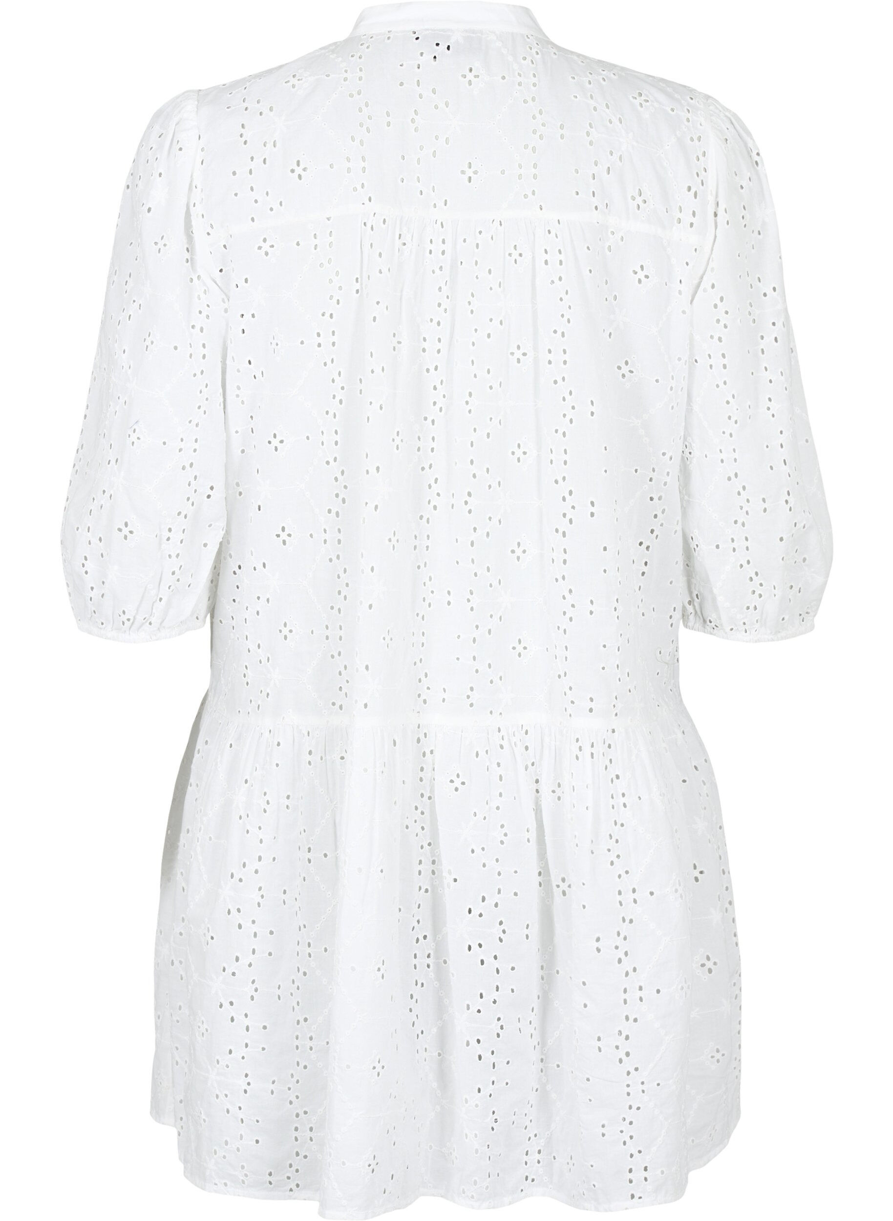 Zizzi Overhemdjurk van katoen met broderie anglaise, Bright White, Packshot image number 1