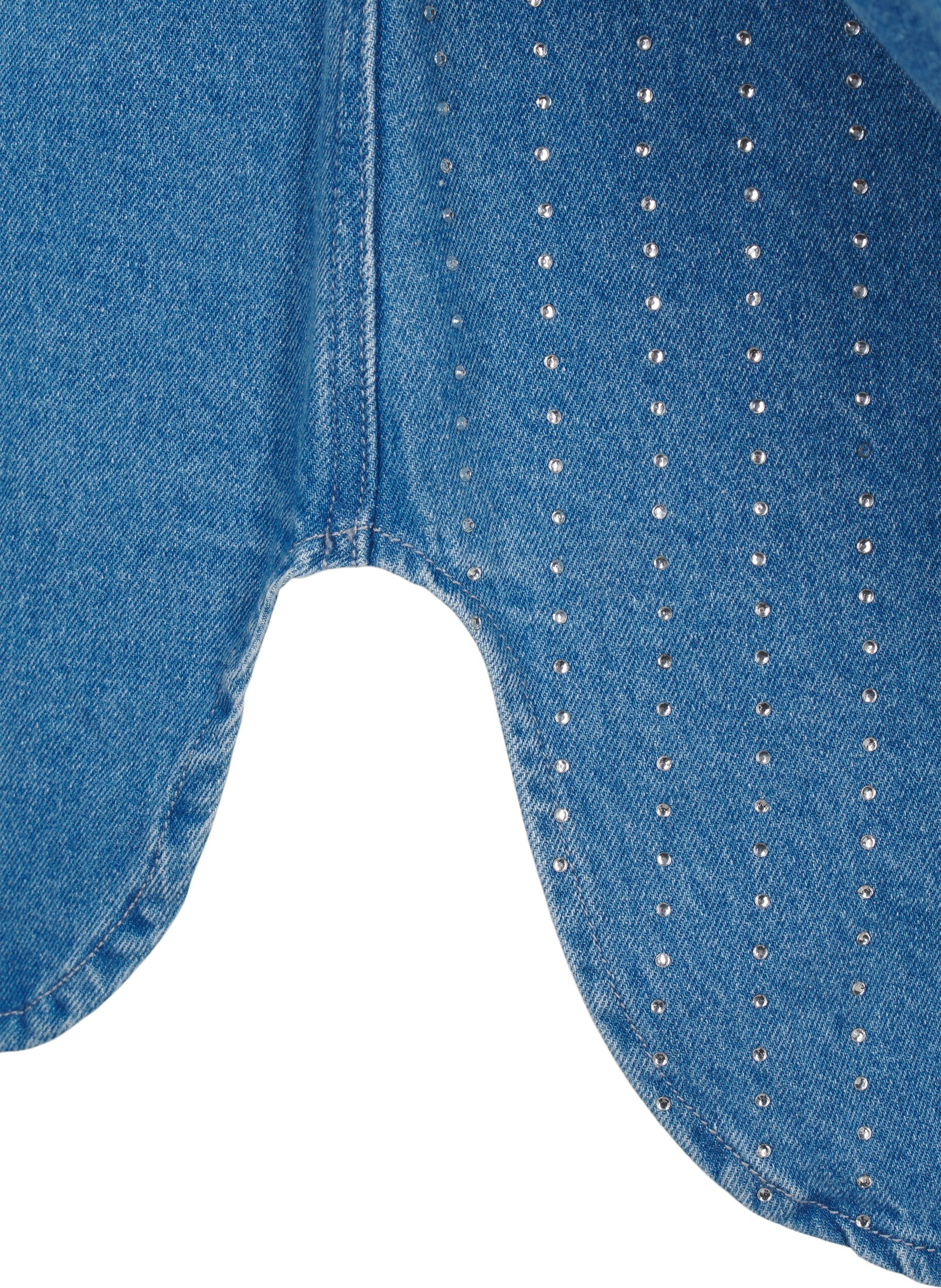 Zizzi Denim shirt met strasssteentjes, Light Blue Denim, Packshot image number 3