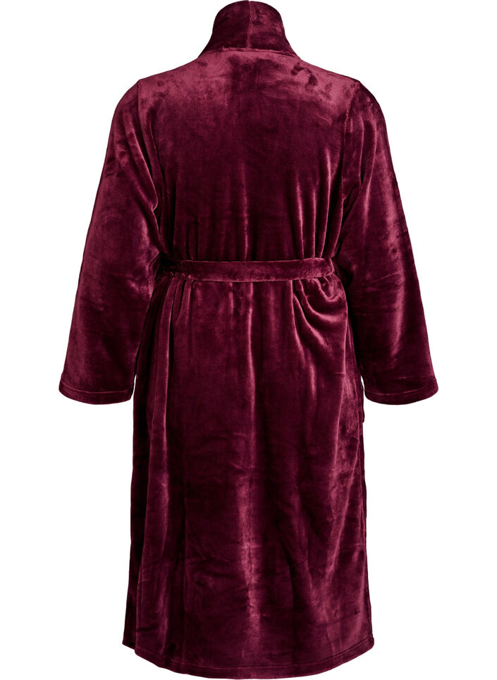 Kamerjas in zachte velour met zakken, Donker Bordeaux, Packshot image number 1