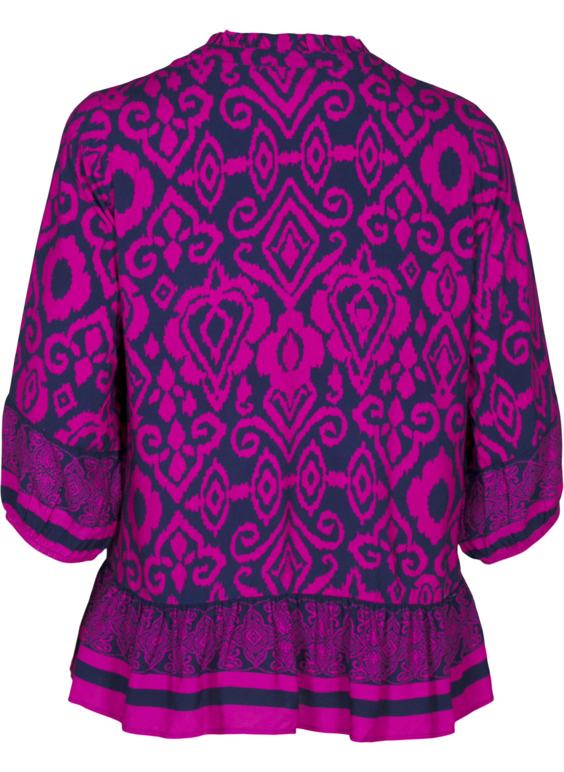 Zizzi Blouse met print en 3/4 mouwen, Blauw, Packshot image number 1