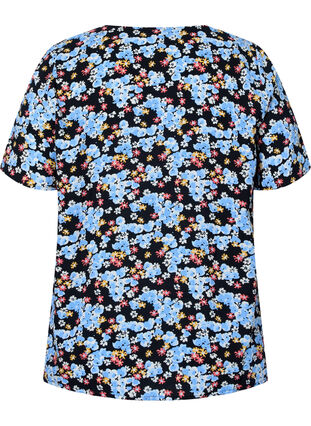 Viscose nachthemd met print, Black Blue Flower, Packshot image number 1