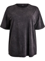 Sporty katoenen T-shirt met een gewassen effect, Zwart