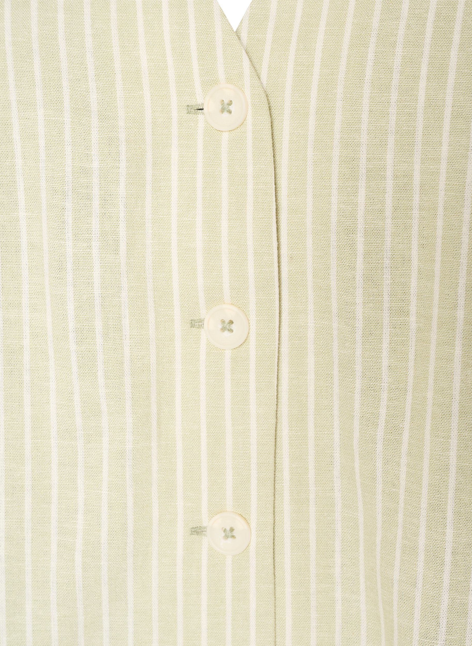 ZizziGestreepte vest in linnen en viscose, Groen, Packshot image number 2