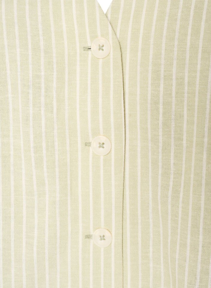 Gestreepte vest in linnen en viscose, Groen, Packshot image number 2
