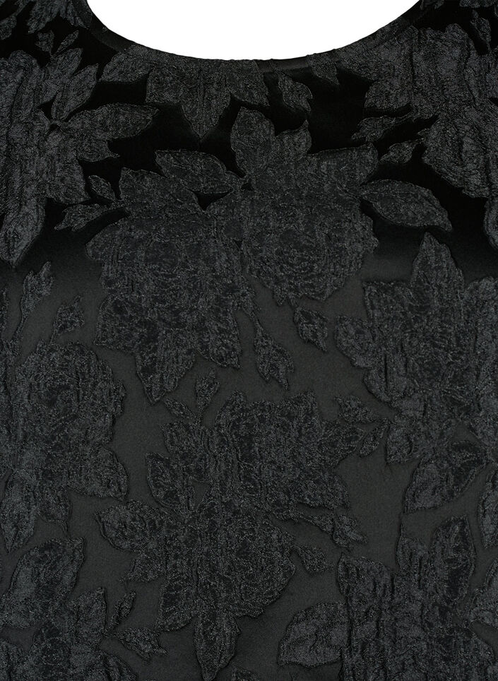 Jacquard blouse met 3/4 mouwen, Black, Packshot image number 2