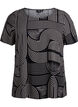 Viscose blouse met korte mouwen en print, Zwart, Packshot image number 0