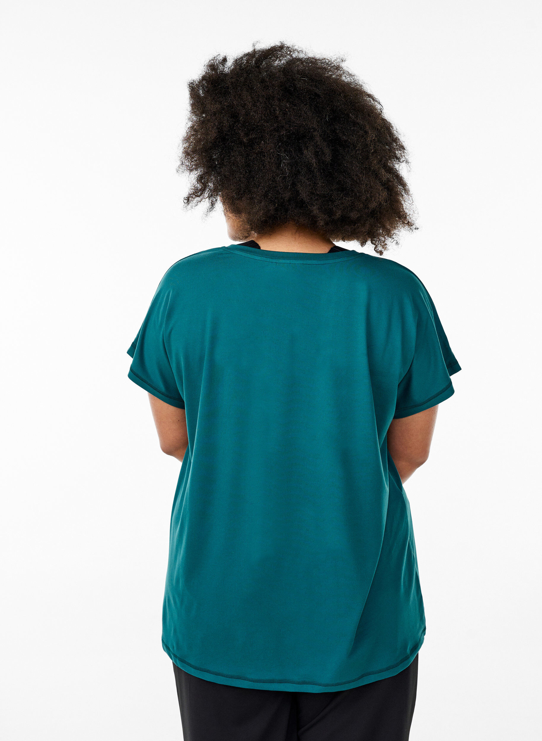ZizziLosvallend sport T-shirt met V-hals, Groen, Model image number 2