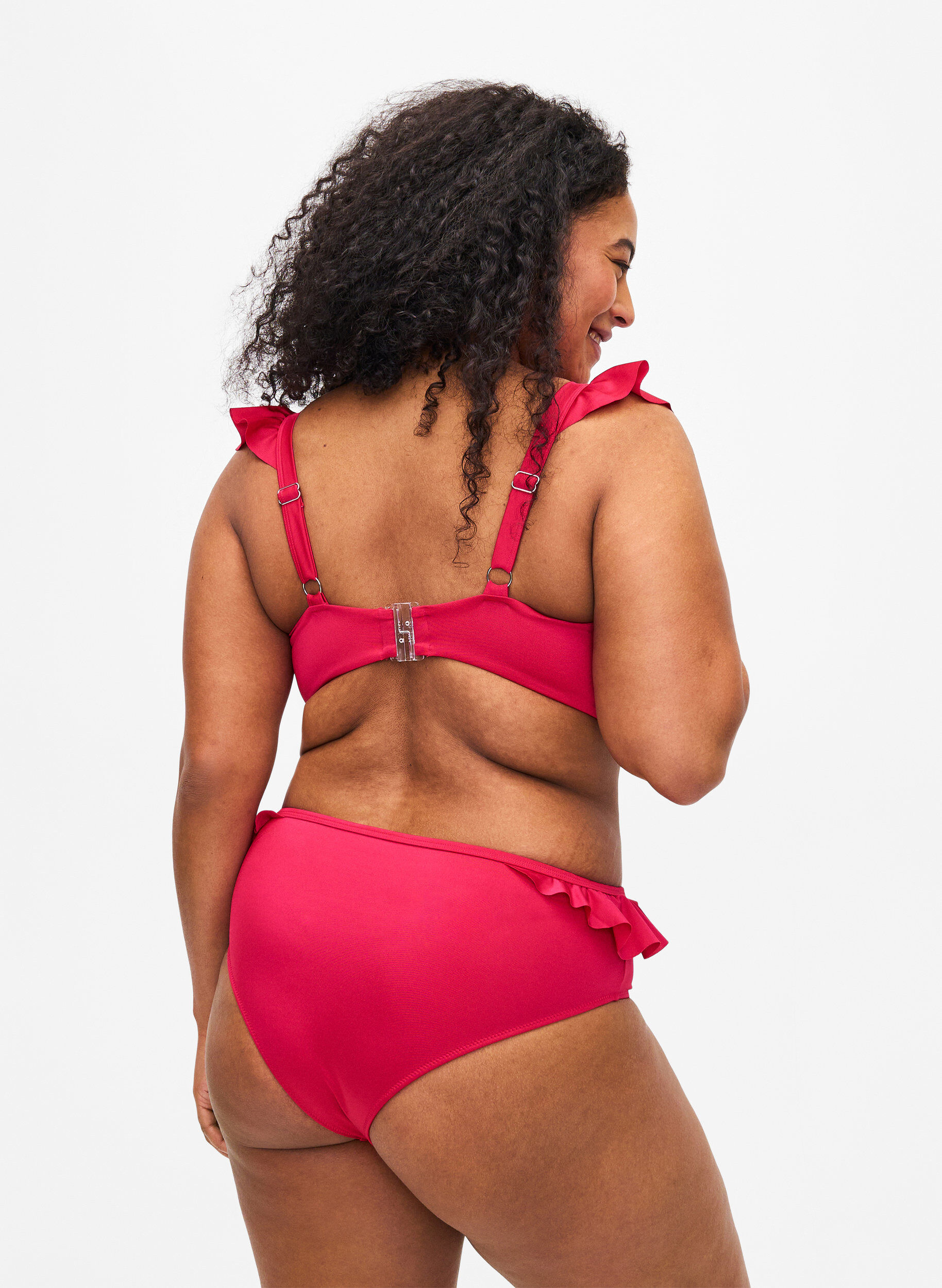 Zizzi Bikinislip met ruches, Roze, Model image number 1