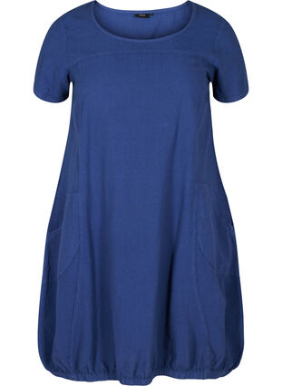 Katoenen jurk met korte mouwen, Twilight Blue, Packshot image number 0