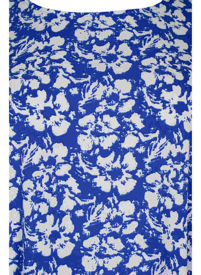Bedrukte jurk met 3/4 mouwen, Blue White Flower, Packshot image number 2