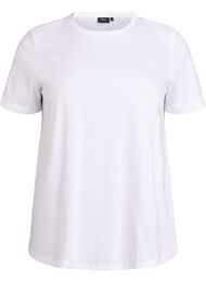 Basic katoenen T-shirt met schoudervullingen, Wit