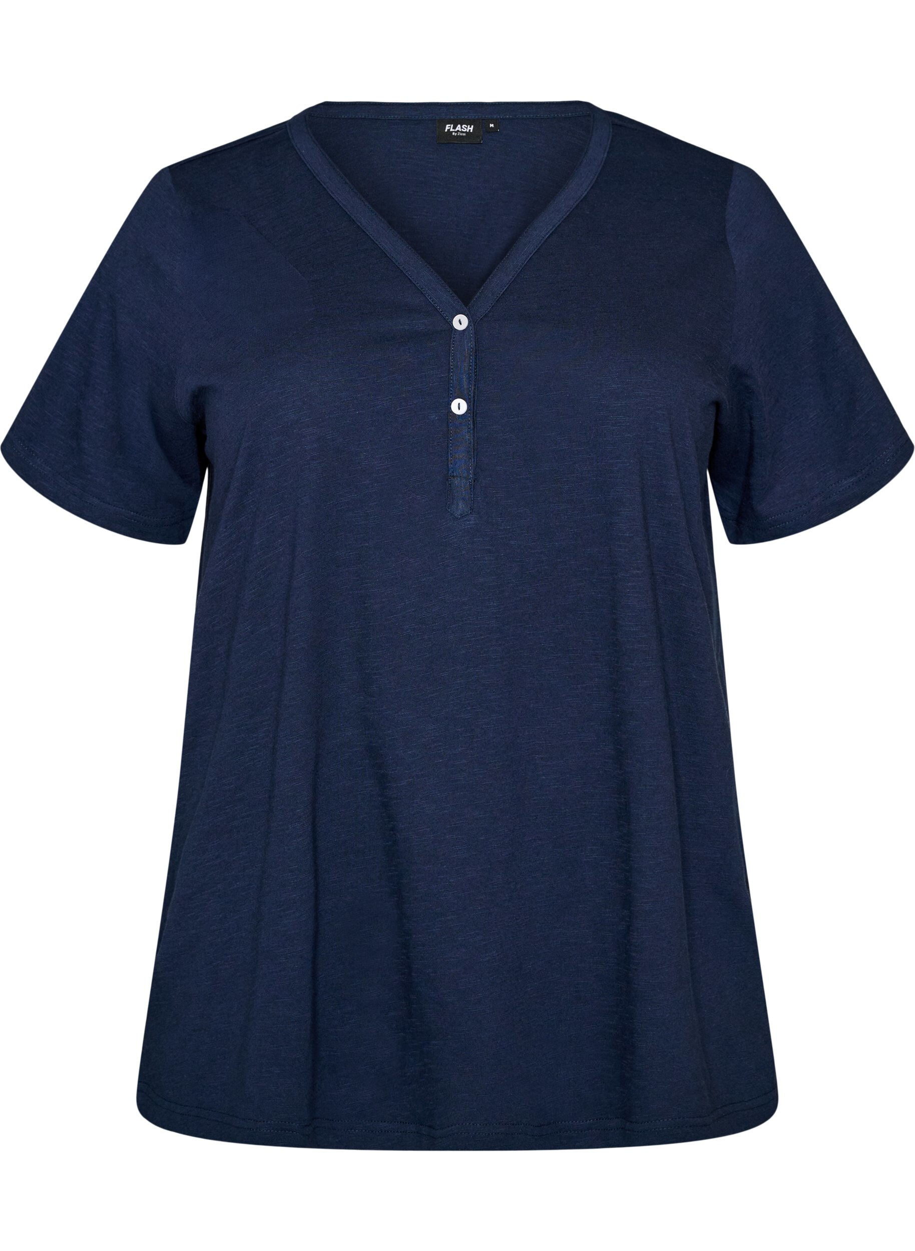 ZizziT-shirt met knoopdetail, Blauw, Packshot image number 0