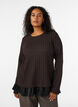 Blouse met structuur en volantzoom, Bruin, Model image number 0