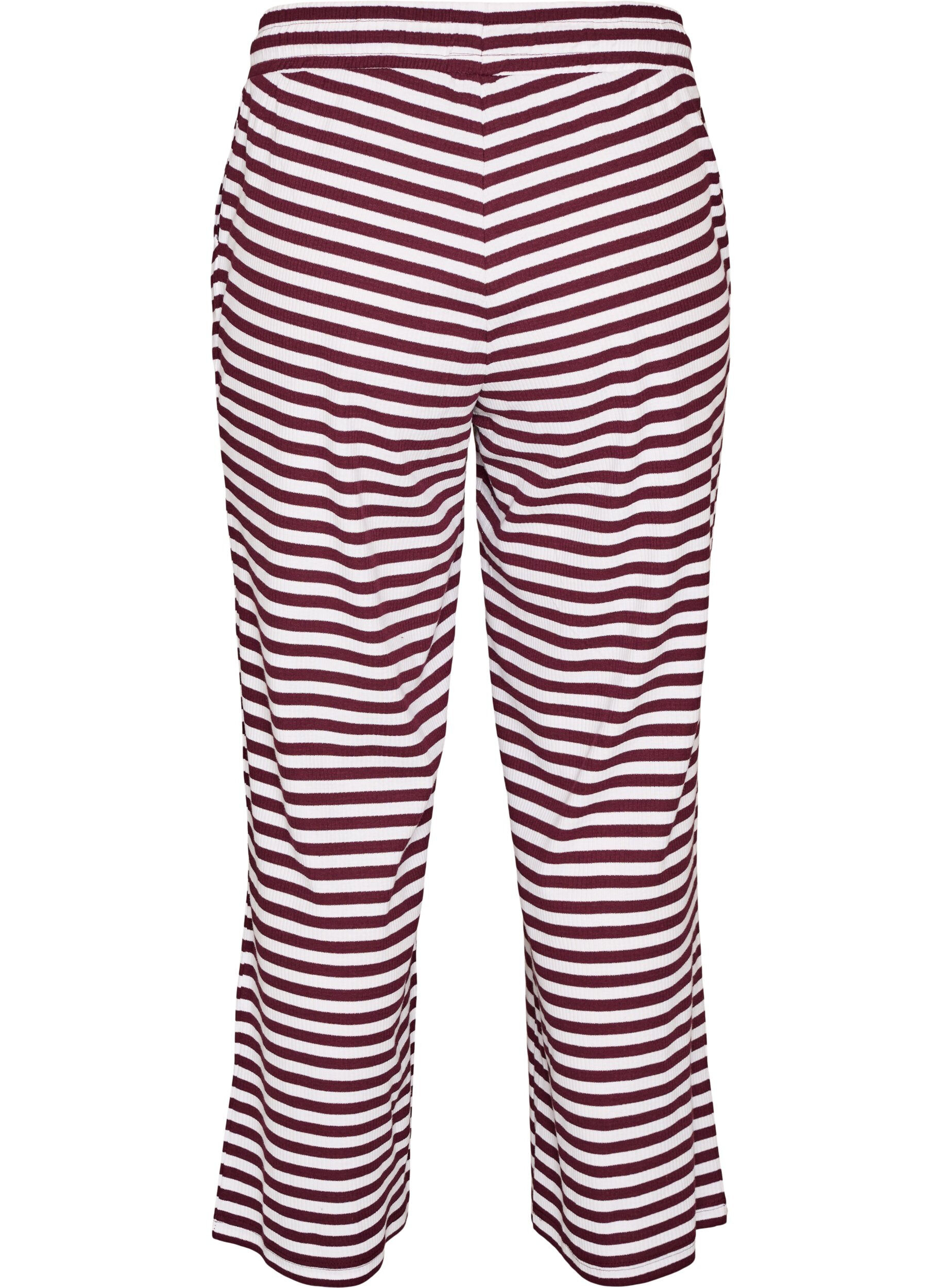 ZizziGestreepte pyjamabroek met een high waist en wijde pijpen, Rood, Packshot image number 1