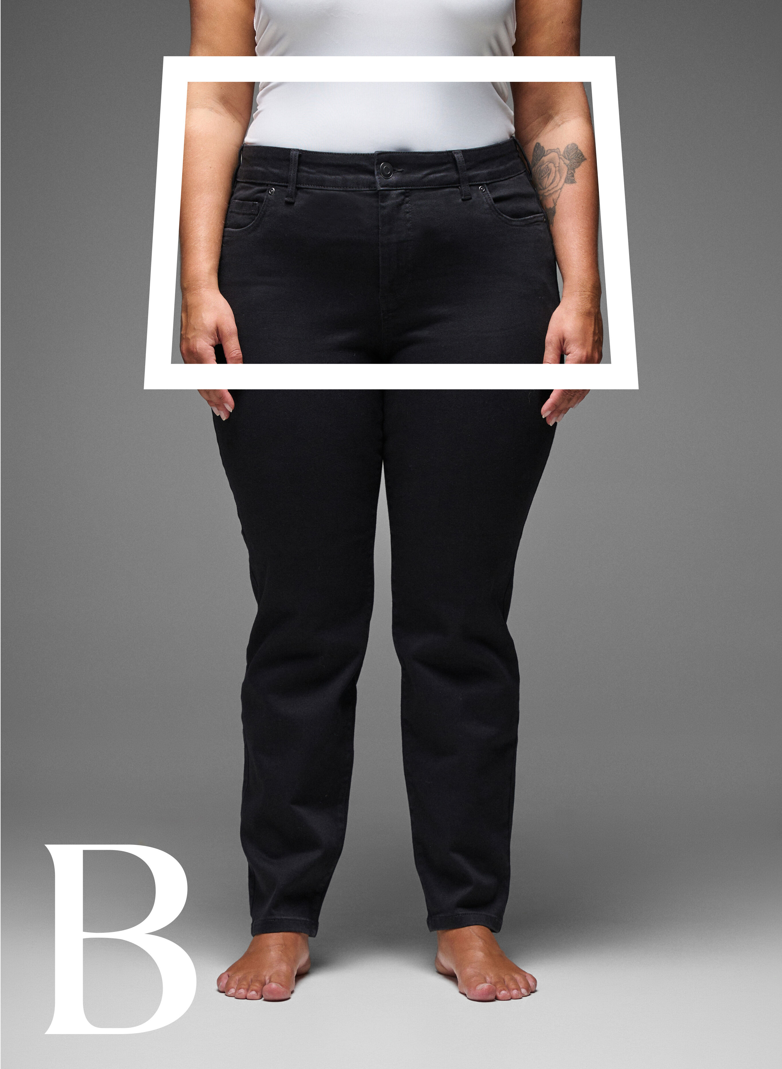 Zizzi Strakke pasvorm jeans met een normale taille, Black, Model image number 1
