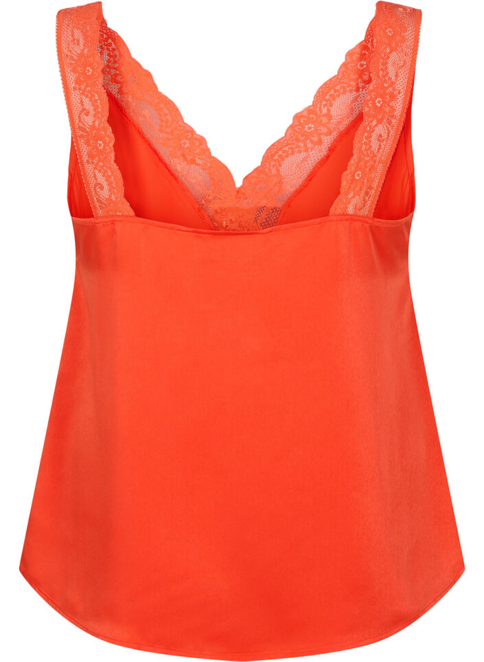 FLASH - Top met V-hals en kanten rand, Orange.com, Packshot image number 1