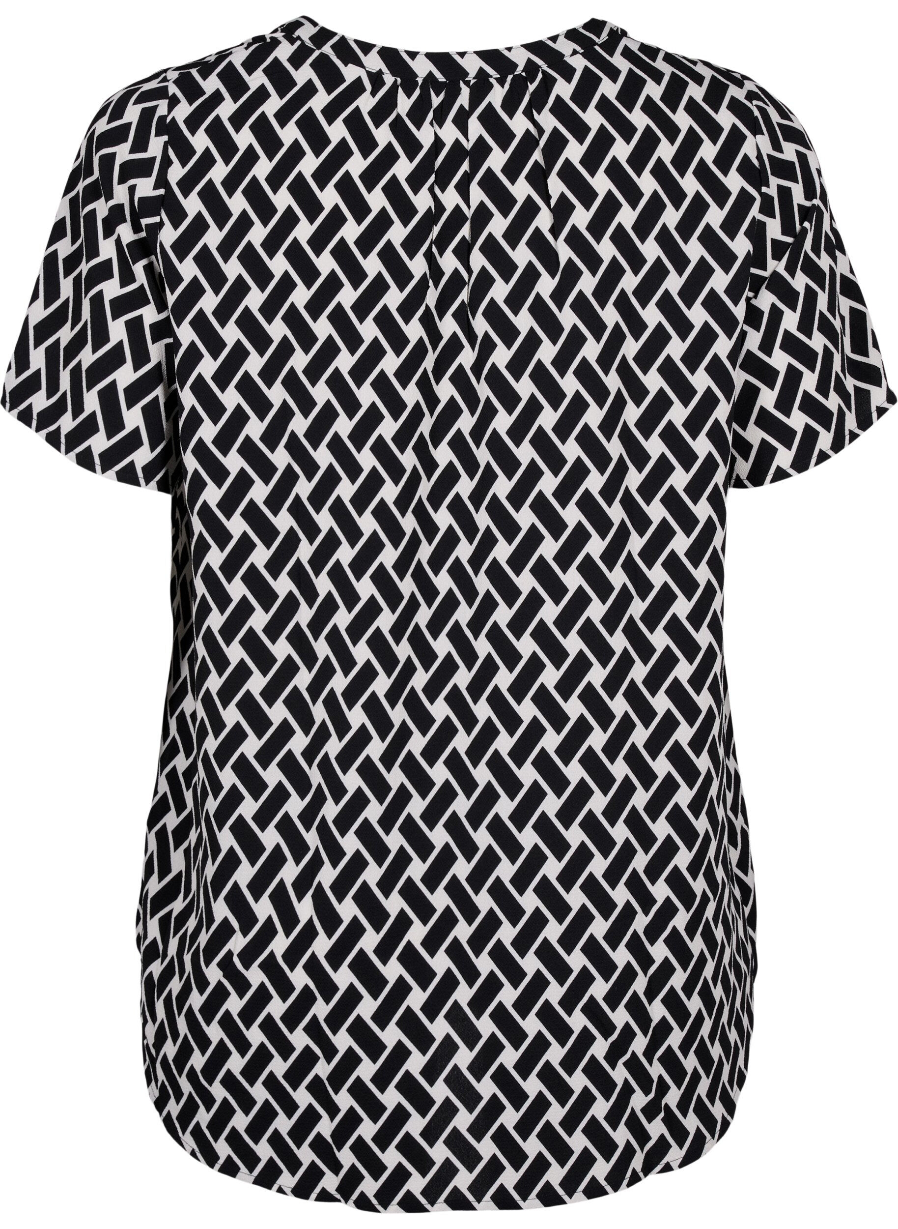 Zizzi Blouse met korte mouwen en v-halslijn, Zwart, Packshot image number 1