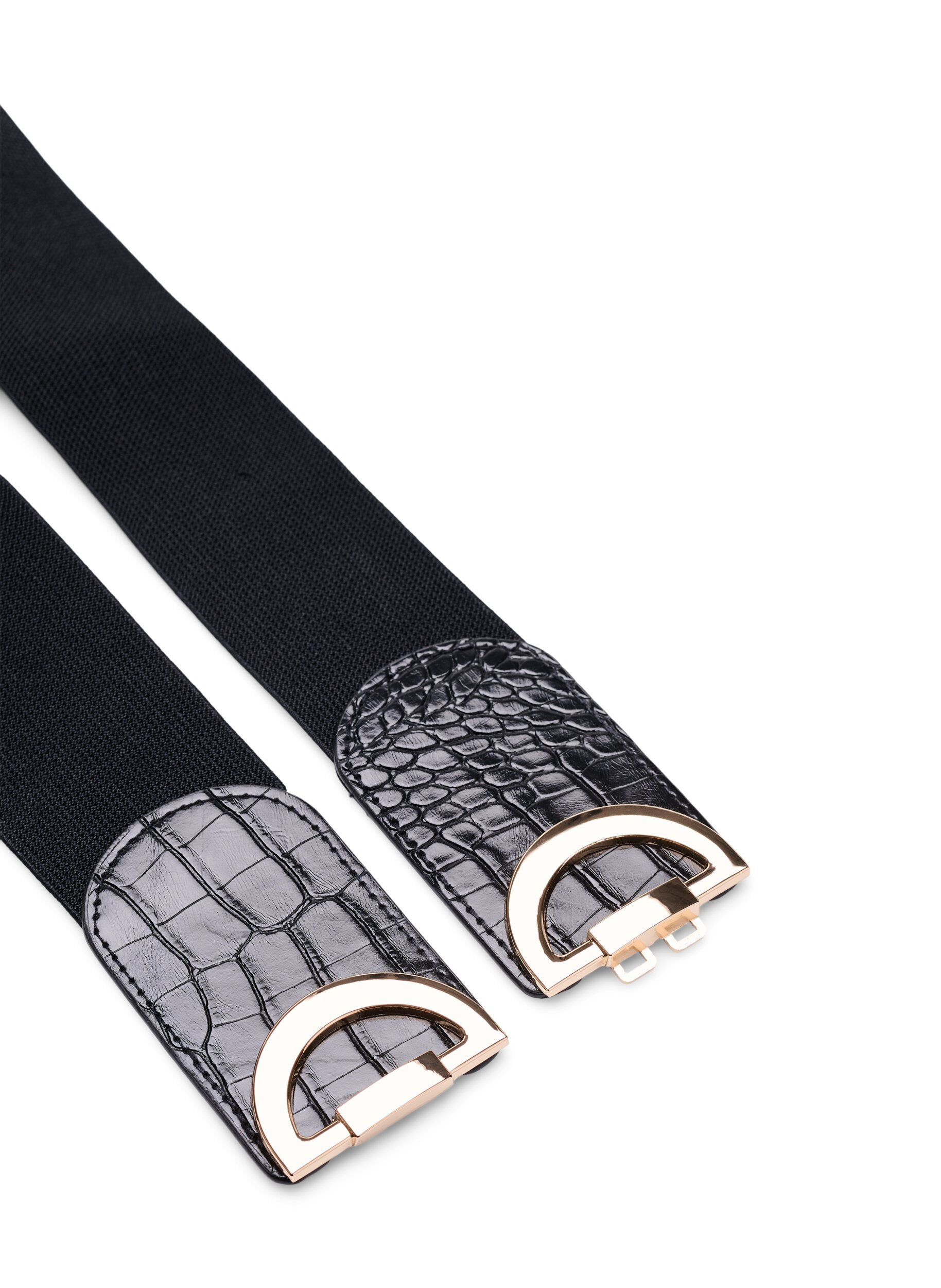 Zizzi Elastische tailleband met goudkleurige gesp, Black, Packshot image number 2