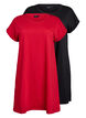 2-pack T-shirtjurk met korte mouwen, Rood, Packshot image number 0