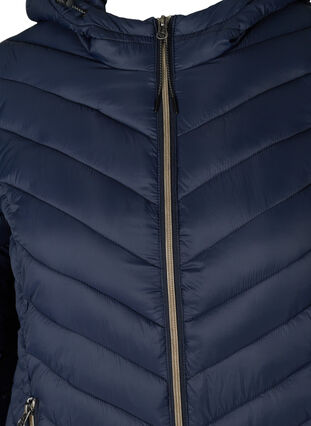 Gewatteerd lichte jas met capuchon en zakken, Navy Blazer as SMS, Packshot image number 2