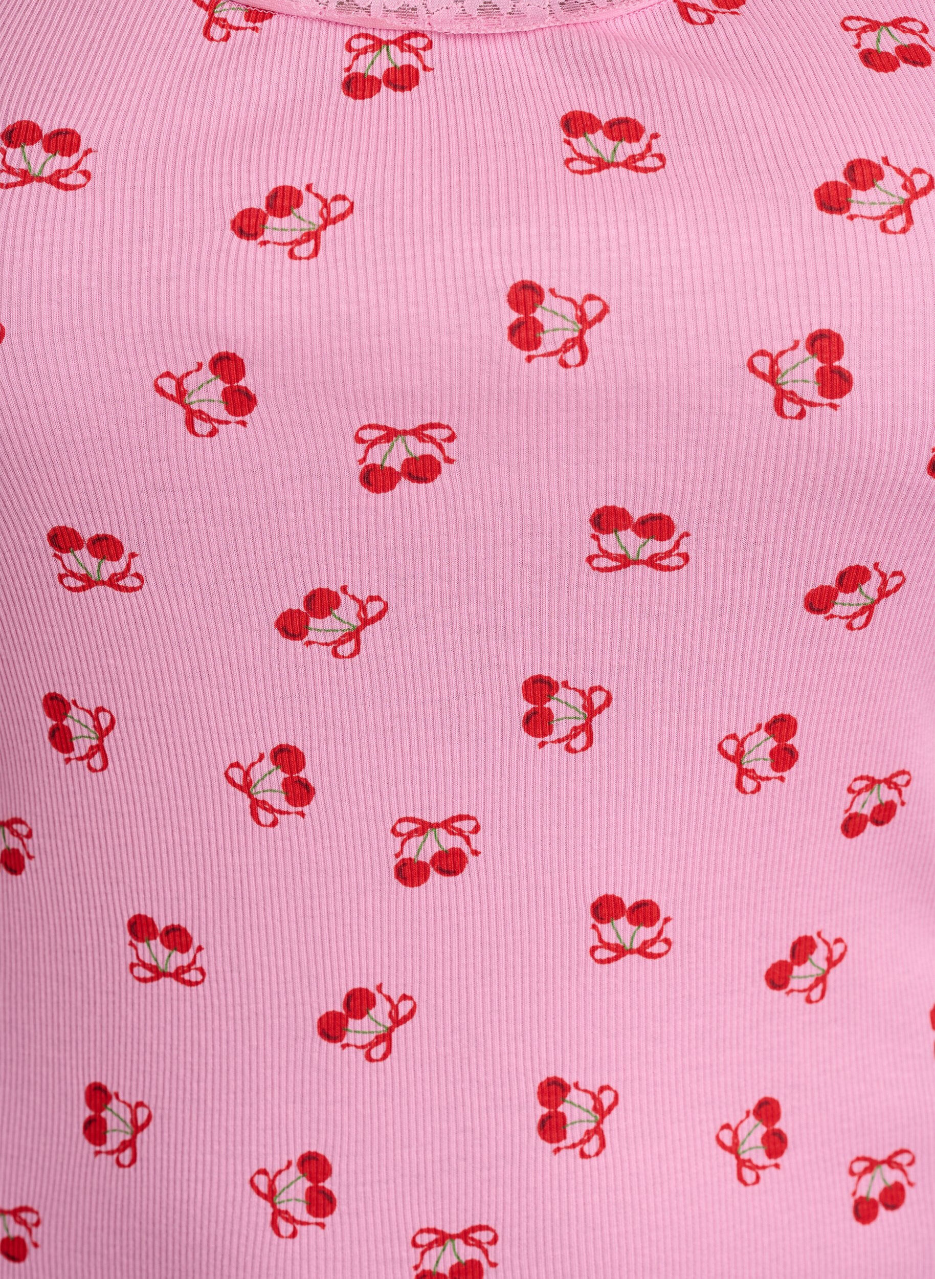 Zizzi Top met print en kanten rand, Roze, Packshot image number 2