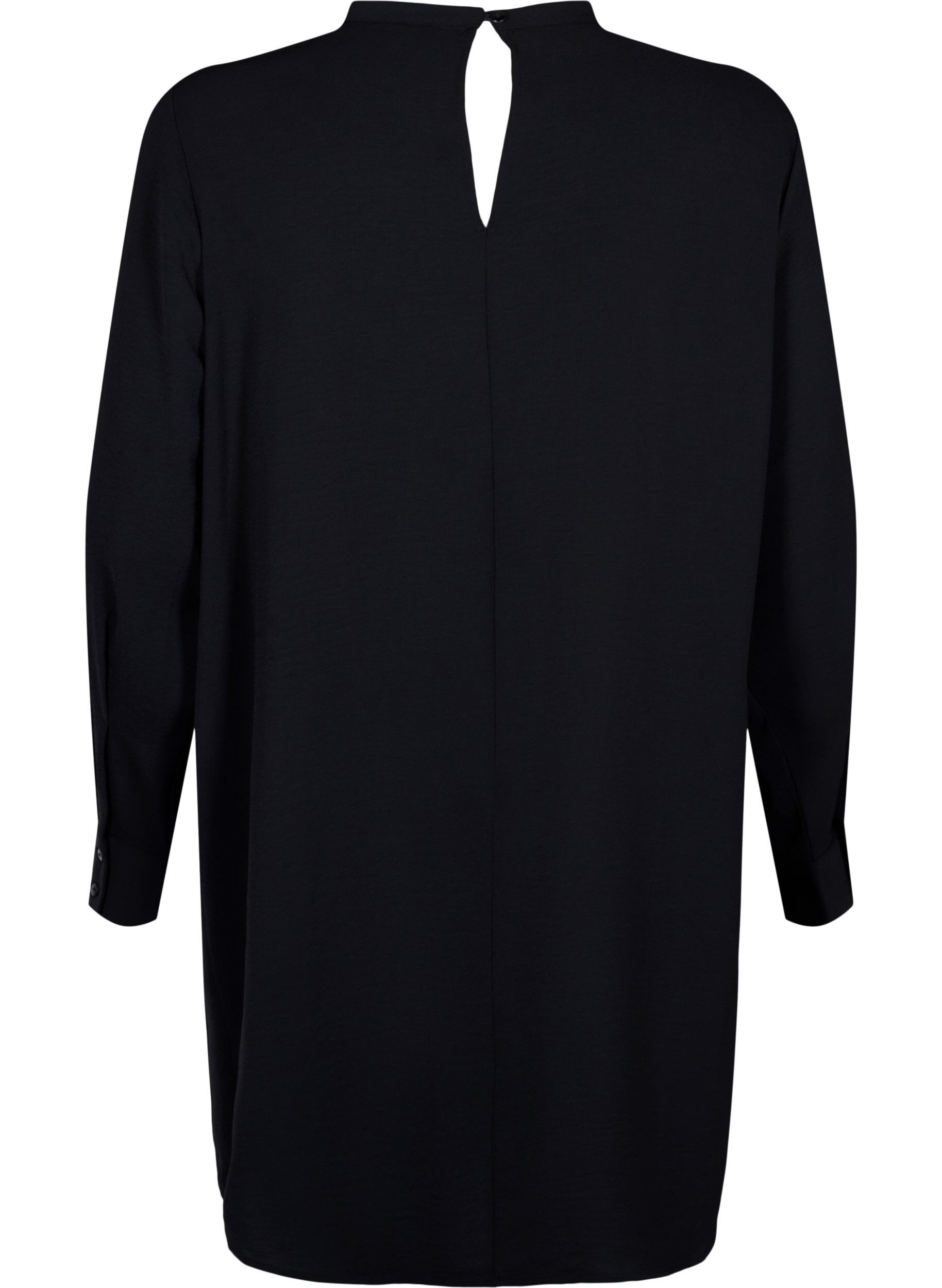 Zizzi Korte jurk met accent van kant, Black, Packshot image number 1