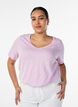 Basic t-shirt met korte mouwen en v-hals, Paars, Model image number 0