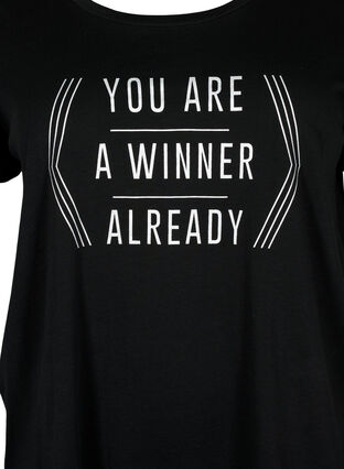 Sport-T-shirt met print, Black w. Winner, Packshot image number 2