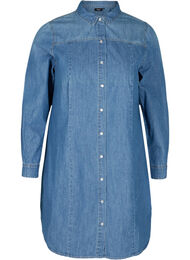 Lange denim blouse in katoen, Blue denim