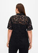 Kanten shirt met korte mouwen, Black, Model image number 1