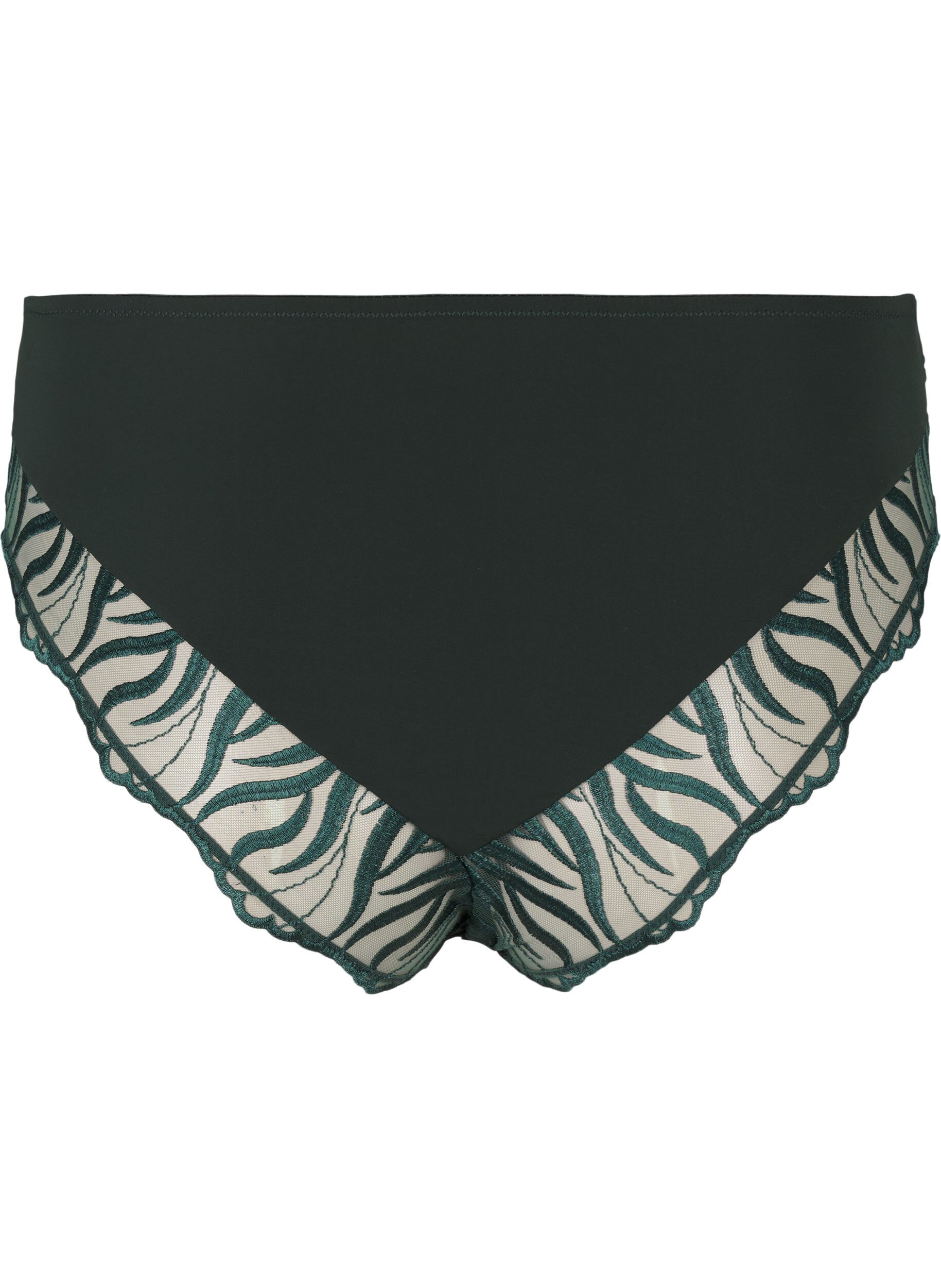 Zizzi Tai slip met borduursel en normale taille, Groen, Packshot image number 1