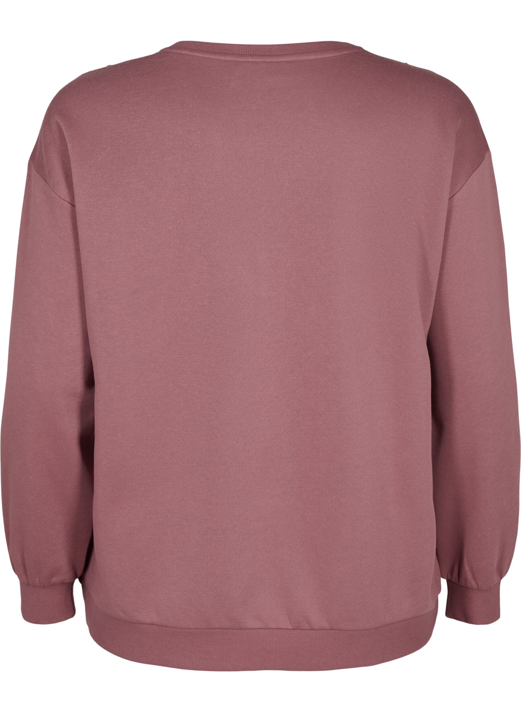 Zizzi Sweatshirt met ruches en gehaakt detail, Rose Brown, Packshot image number 1