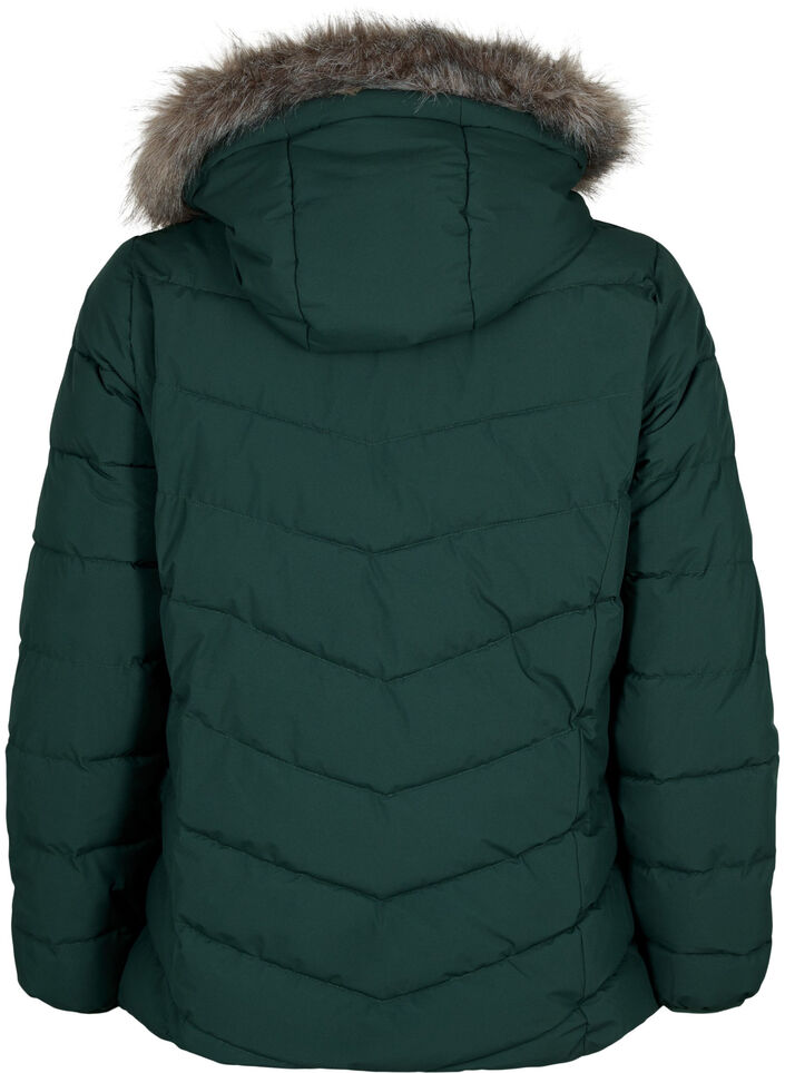 Kort pufferjack met capuchon, Groen, Packshot image number 1