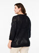 Gebreide blouse met een opengewerkt patroon en 3/4 mouwen, Black, Model image number 1