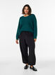 Gebreide blouse met een opengewerkt structuurpatroon, Groen, Model image number 1