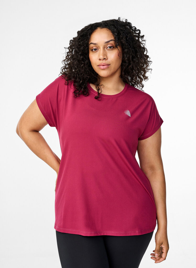 Effen gekleurd T-shirt voor sporten, Rood, Model image number 0