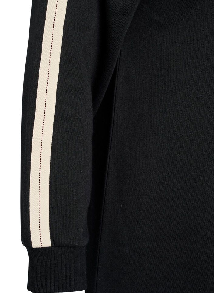 Korte sweatshirtjurk met een hoge hals, Zwart, Packshot image number 3