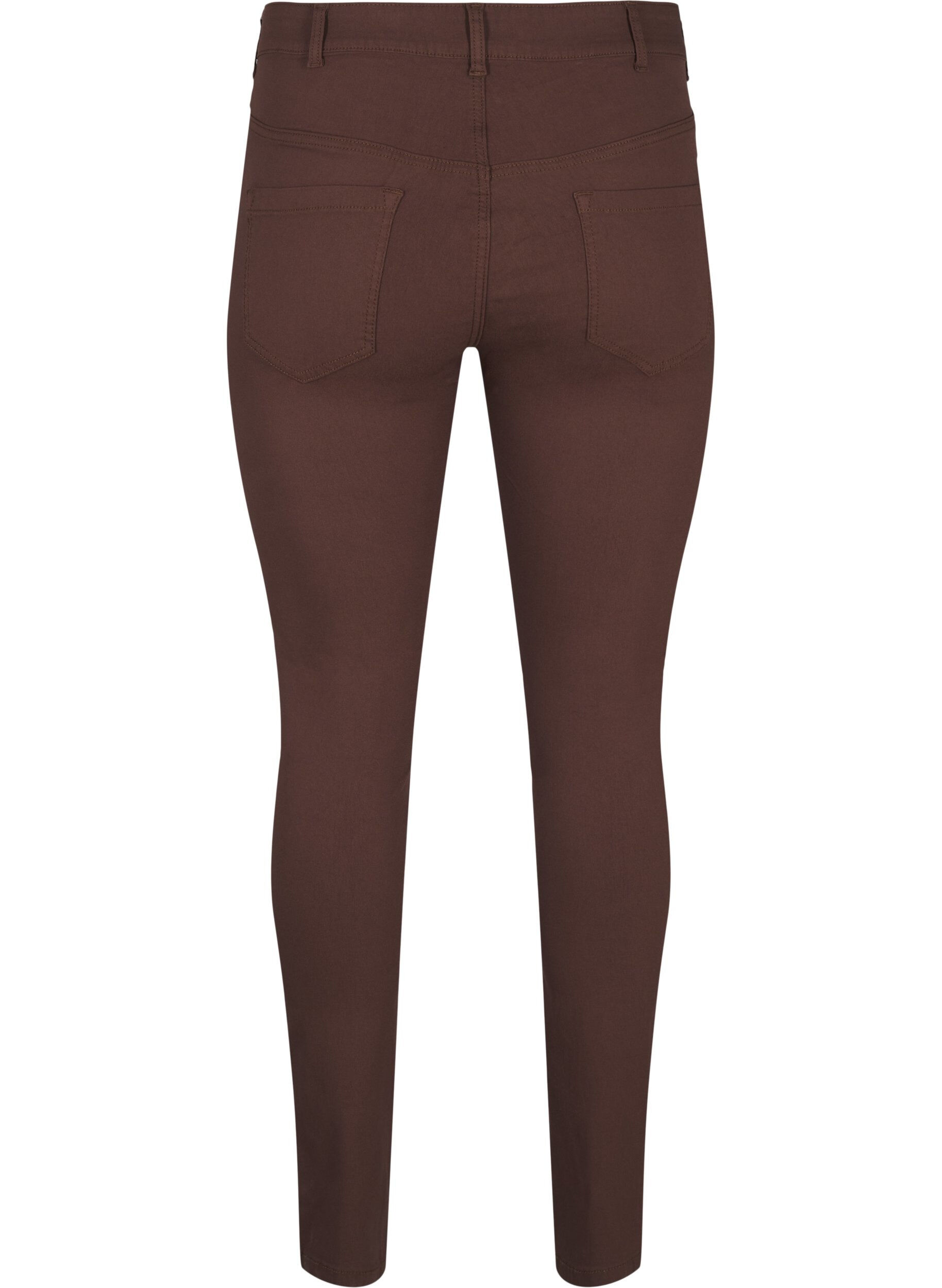 Zizzi Slim fit broek met zakken, Bruin, Packshot image number 1