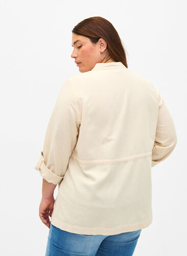 Overhemd van linnenmix met zakken, Sandshell, Model image number 1