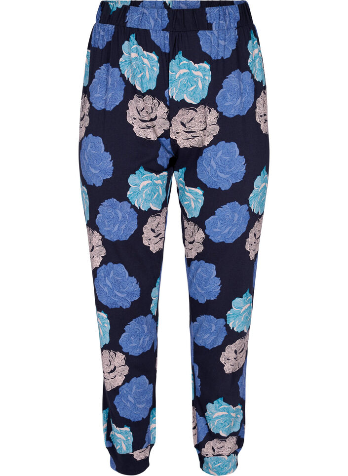Katoenen pyjama broek met bloemenprint, Blue Flower, Packshot image number 0