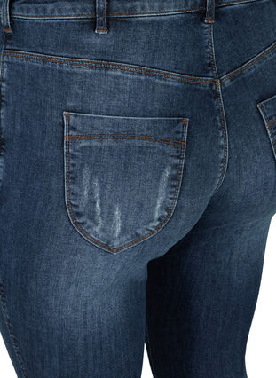 Amy jeans met hoge taille en slijtage, Blue denim, Packshot image number 3
