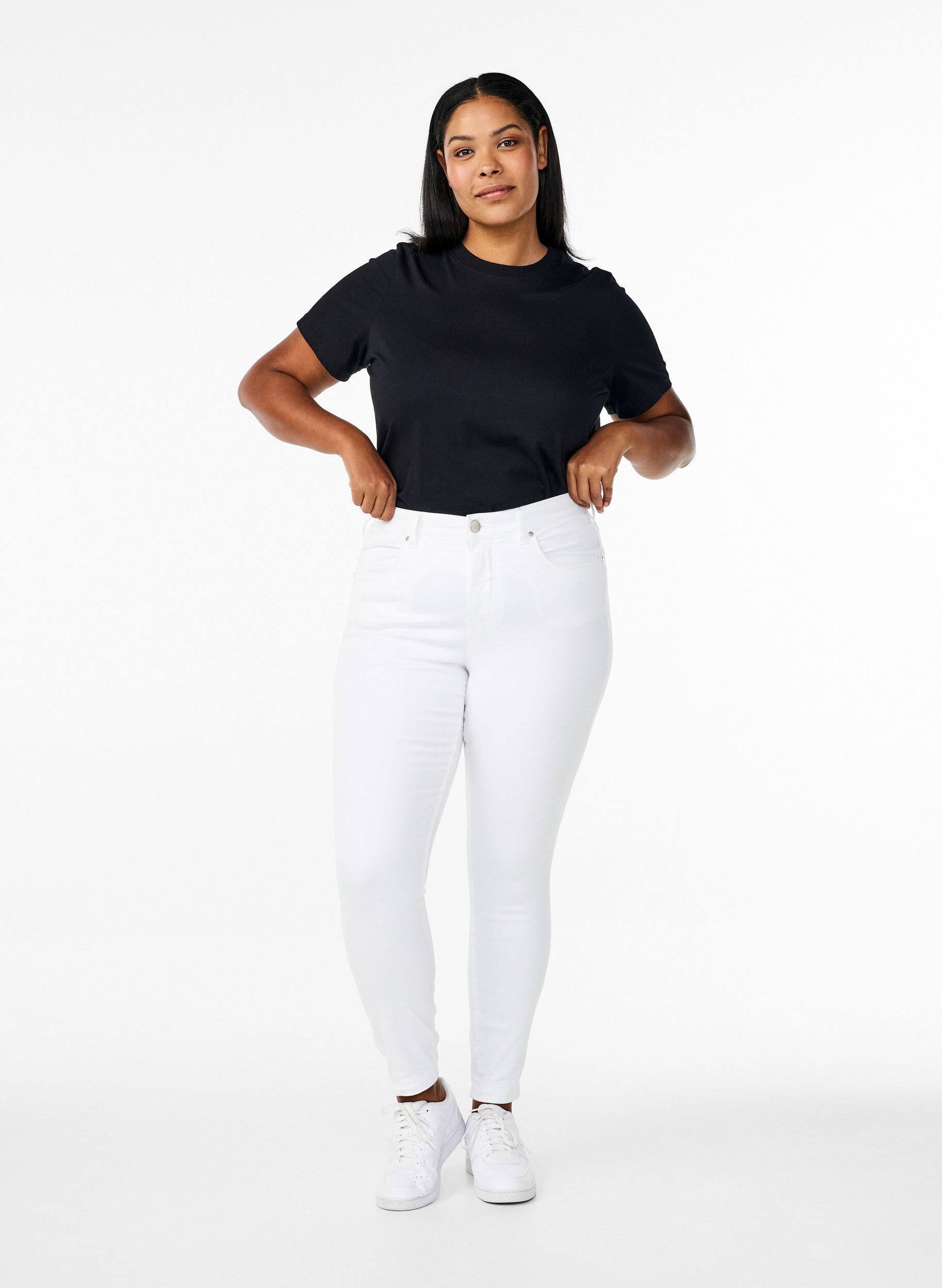 Super slim Amy jeans met hoge taille, White, Model