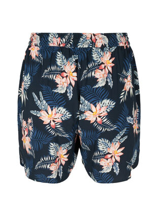 Viscose shorts met print en zakken, Blue Flower Leaf AOP, Packshot image number 1