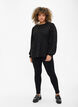 Blouse met lange mouwen en gaatjespatroon, Black, Model image number 2