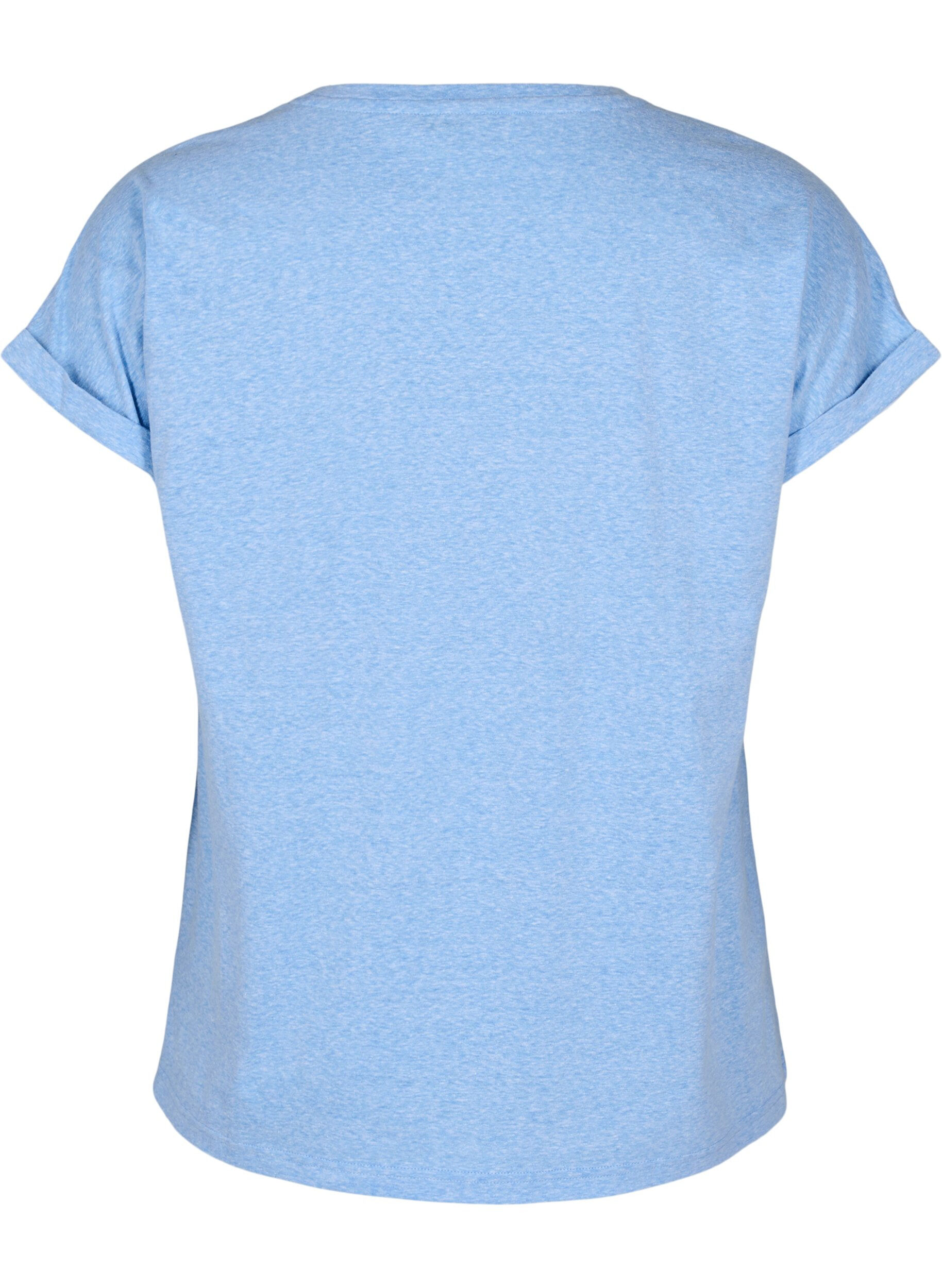 Zizzi Gem&ecirc;leerd T-shirt met korte mouwen, Blauw, Packshot image number 1