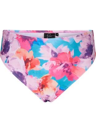 Bikinibroekje met print en hoge taille, Pink Flower, Packshot image number 0