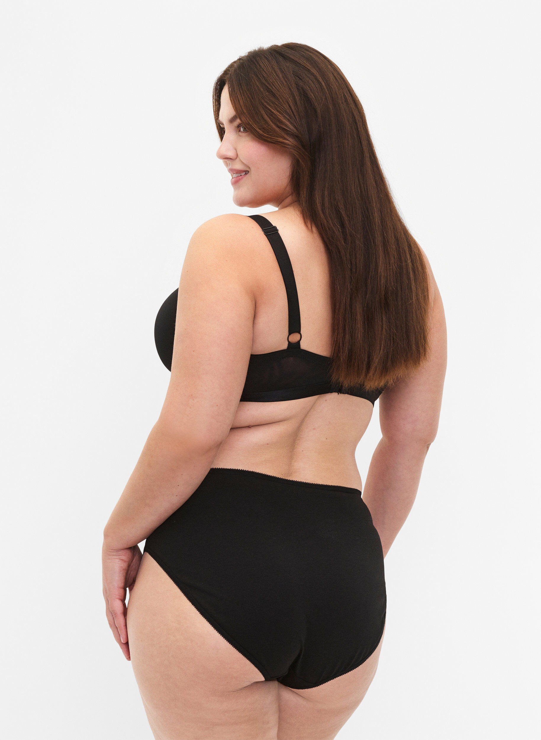 Zizzi 5-pack katoenen slipje met normale taille, Zwart, Model image number 1