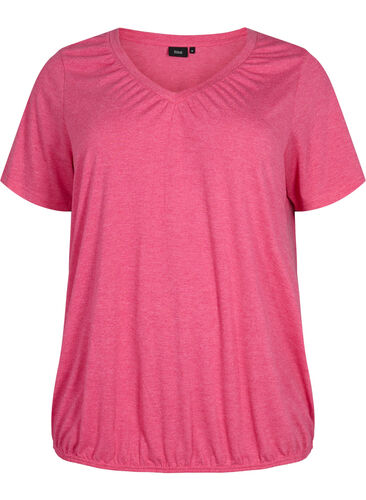 	 Gemêleerd t-shirt met elastische rand, Beetroot Purple Mél, Packshot image number 0