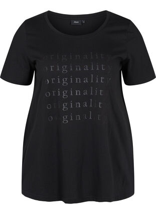 Katoenen t-shirt met tweekleurig bedrukt logo, Black Originality, Packshot image number 0