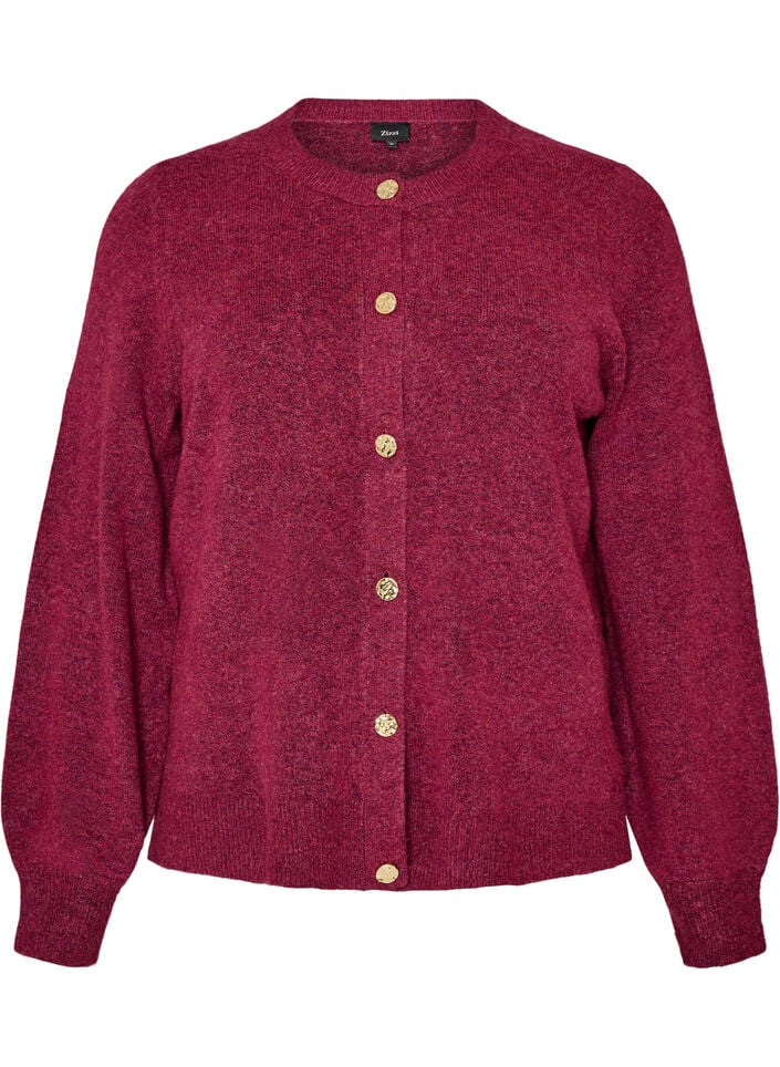 Vest in zacht breisel met goudkleurige knopen, Rood, Packshot image number 0